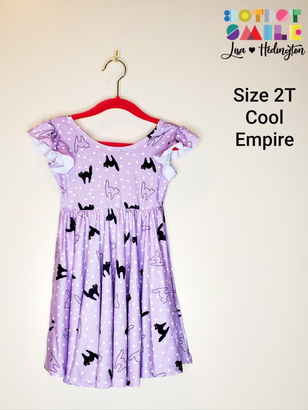 NWT DotDotSmile Lavender Bat Print Empire Dress - Size 2T